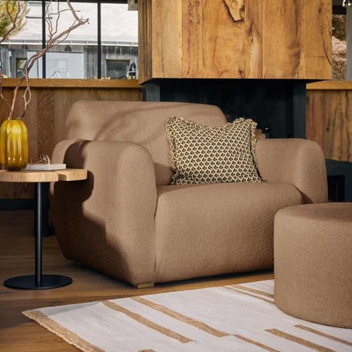 Fauteuil En Tissu Bouclette Marron
