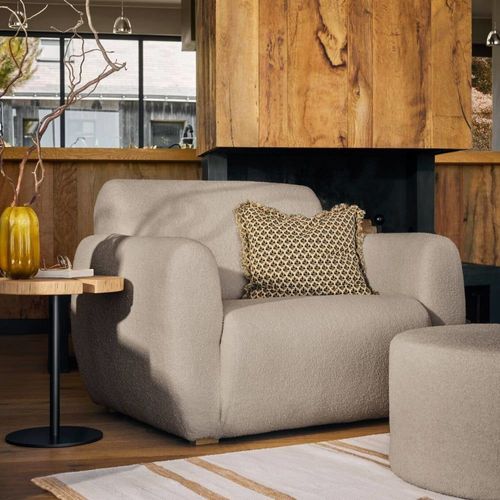 Fauteuil En Tissu Bouclette Beige