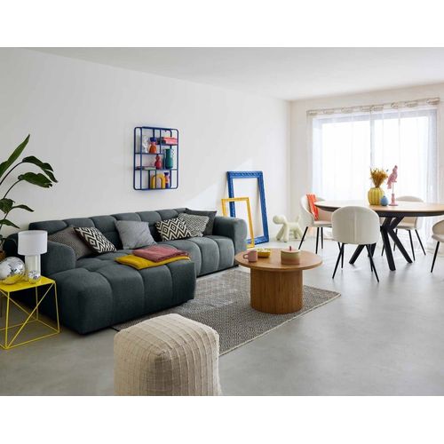 Canapé D'angle Gauche 4 Places En Tissu Texturé Gris