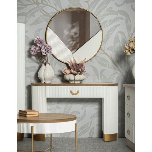 Console En Bois Blanc Et Marron 121x40x78 Cm