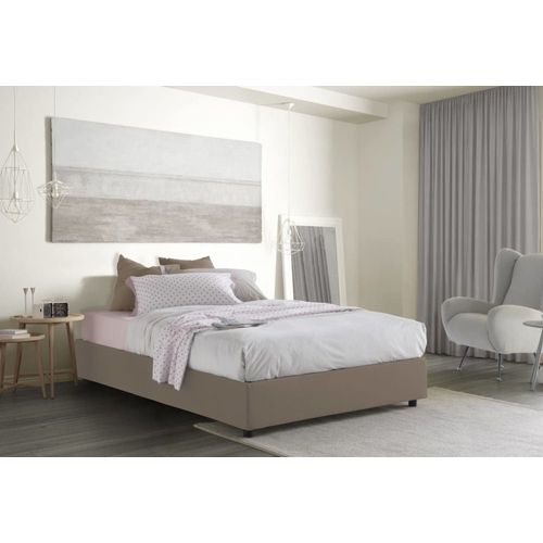 Lit Double En Tissu Tourterelle 160x190 Cm