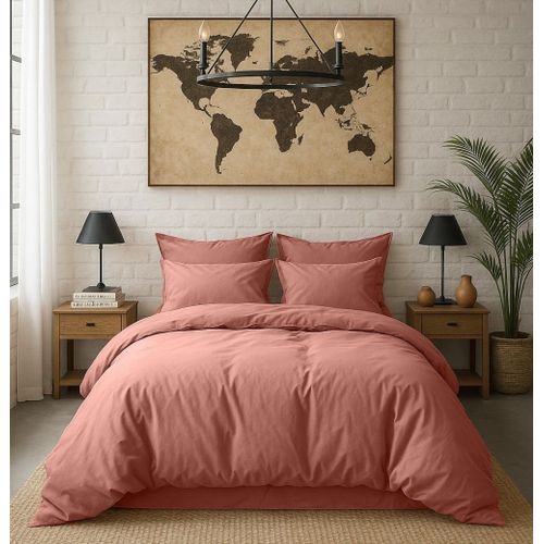Taie D'oreiller Percale De Coton Rose Poudré 50x70 Cm