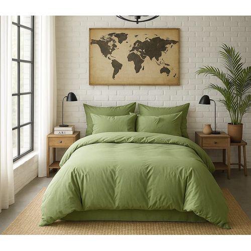 Taie D'oreiller Percale De Coton Vert D'eau 65x65 Cm