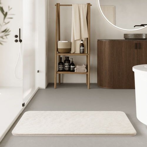 Tapis de bain doux tufté beige 55x65