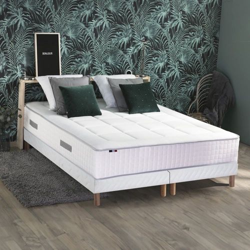 Pack ressort 7 zones mémoire de forme sommier couette oreiller 180x200