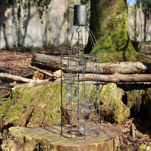Lanterne Extérieure Jardin À Poser Bougie Ancienne Métal Gris 60 Cm