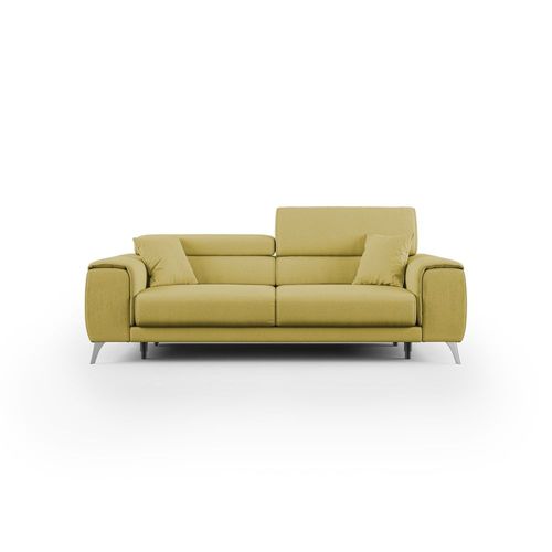 Canapé Avec Assises Coulissantes En Tissu 215 Cm Jaune