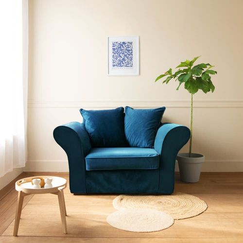 Fauteuil 1,5 Places En Velours Bleu Navy