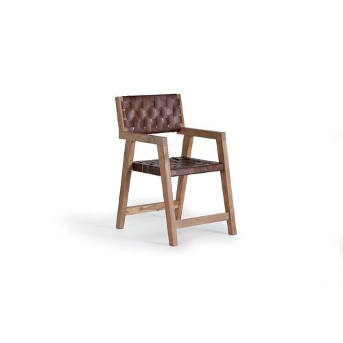 Chaise En Cuir Naturel Et Bois De Manguier