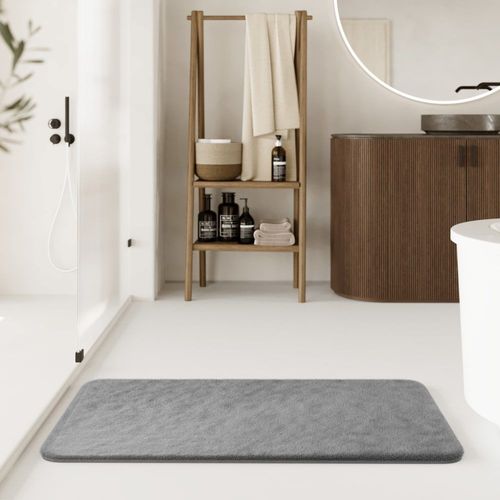 Tapis de bain doux tufté gris 60x100