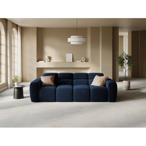 Canapé 4 Places En Tissu Velours Bleu Roi