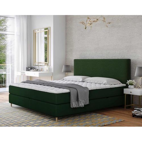 Lit Boxspring En Velours Côtelé 180x200 Cm Vert