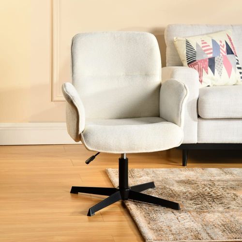 Fauteuil De Bureau Avec Accoudoirs En Tissu Blanc