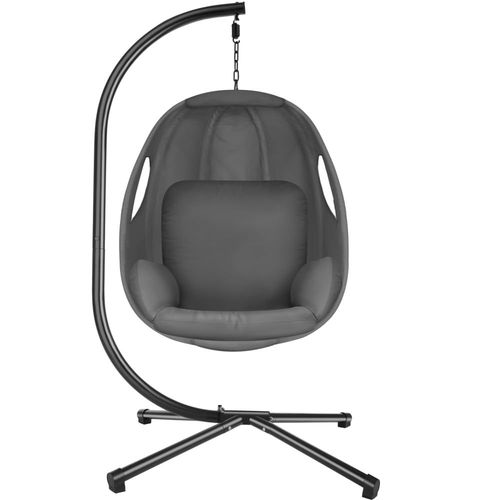 Fauteuil Suspendu Coussin D'assise Épais Pivotant 360° Gris Anthracite