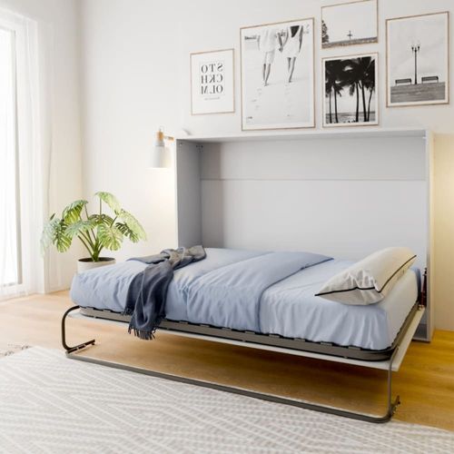 Lit Escamotable Mélamine Blanc 151x203x36cm