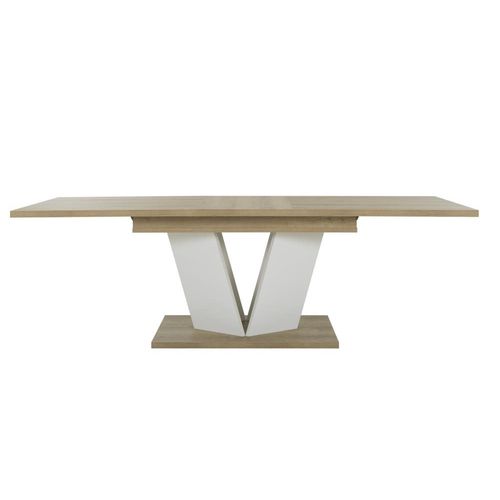 Table Rectangle Extensible Effet Bois Chêne Mat Blanc 812 Couverts