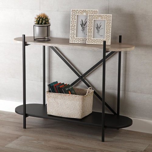 Console D'entrée En Aggloméré Imitation Bois Marron Et Noir