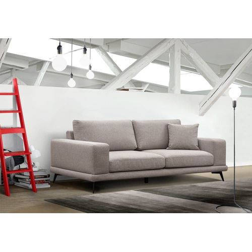Canapé Droit Xxl 3 Places Tissu Marron Clair