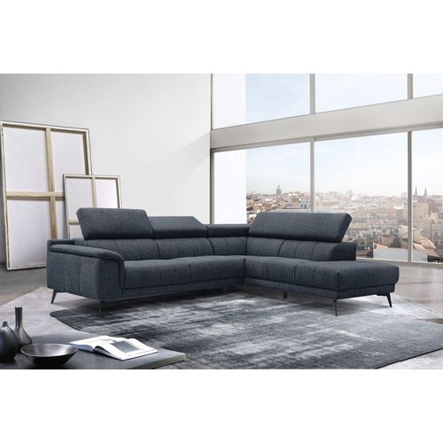 Canapé D'angle Droit 5 Places Tissu Bleu