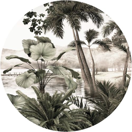 Papier Peint fresque jungle tropicale vintage 90x90cm