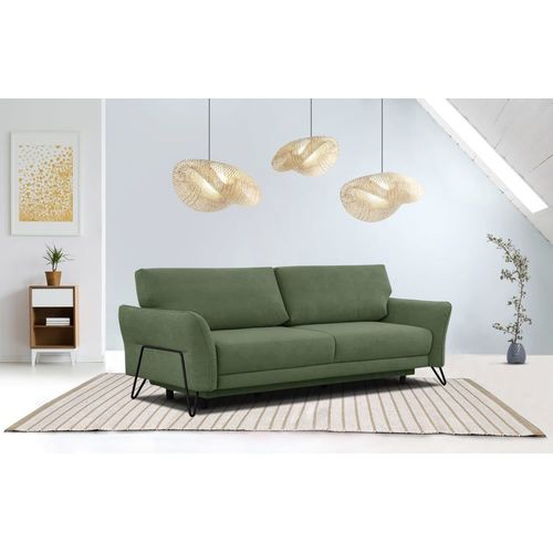 Canapé Convertible 3 Places Tissu Vert