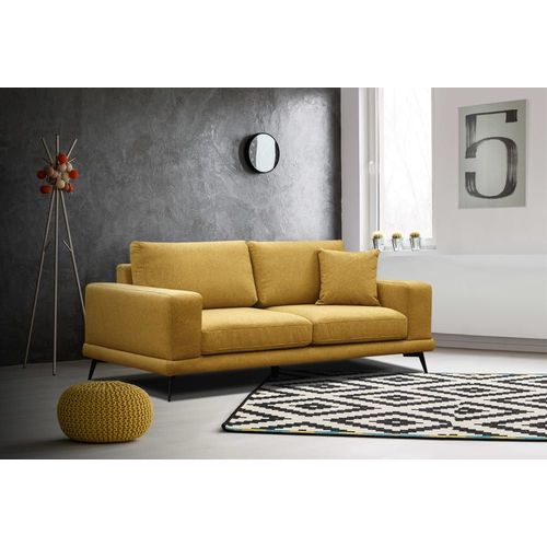 Canapé Droit 3 Places Tissu Jaune