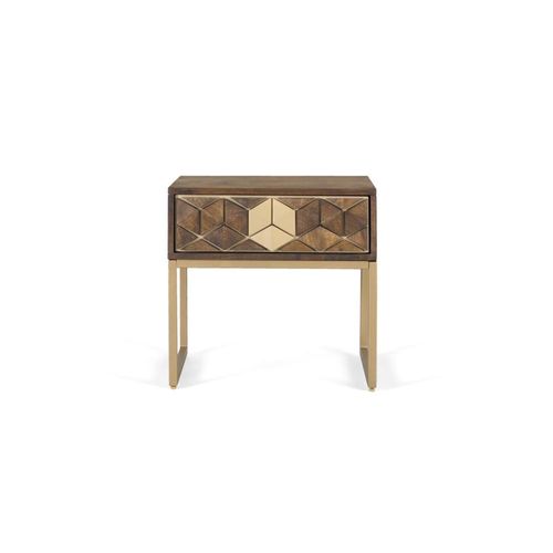Table De Chevet Manguier Noyer Et Doré
