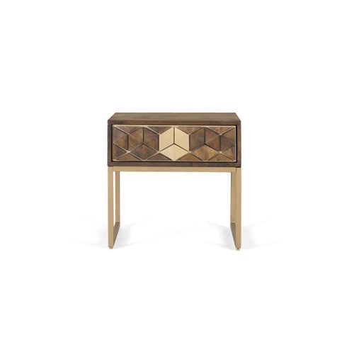 Table De Chevet Manguier Noyer Et Doré