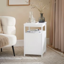 Bout De Canapé Avec 1 Porte Effet Bois Blanc