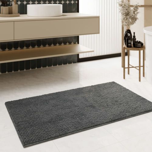 Tapis de bain tufté gris 70x120
