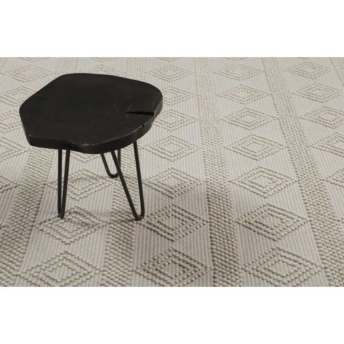 Tapis Tissé Main Blanc Crème À Bouclette Pure Laine Et Coton 80x150