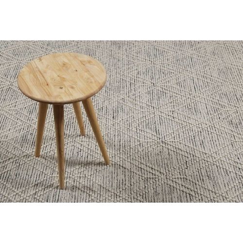 Tapis Tissé Main Pure Laine Et Coton Mélangé Gris Et Blanc 160x230