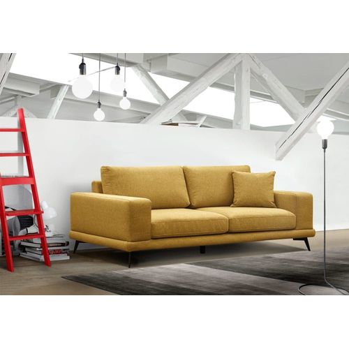 Canapé Droit Xxl 3 Places Tissu Jaune