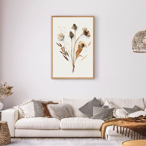 Tableau mural encadré fleurs réels 65x97