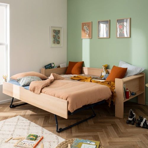 Lit Banquette Avec Lit Gigogne En Hêtre Naturel 90x190