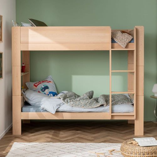 Lit Superposé Avec Rangements En Hêtre Naturel 90x190