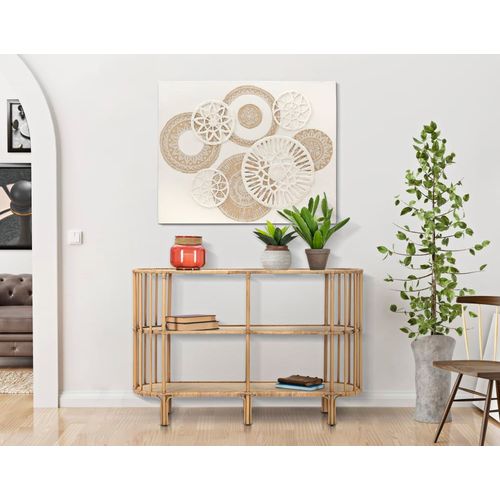 Console Avec 3 Étagères En Métal Marron 120x37,5x80 Cm