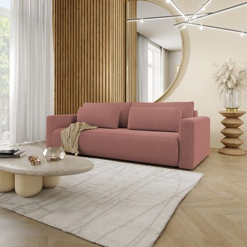 Canapé Convertible 3 Places Coffre Bois De Pin Rose
