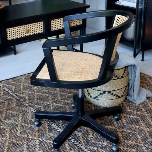 Chaise De Bureau En Bois Noir Et Marron 60 X 60 X 80 Cm
