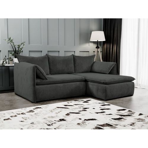 Canapé D'angle Velours 4 Places Gris Anthracite