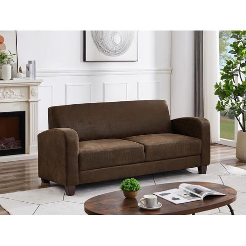 Canapé Fixe Microfibre 3 Places Marron