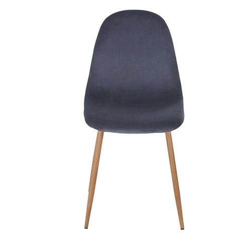 Chaise En Velours Recyclé Gris Ardoise Et Pieds En Acier Imitation Chêne