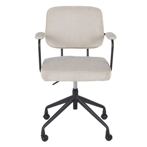 Chaise De Bureau Réglable À Roulettes En Velours Côtelé Beige