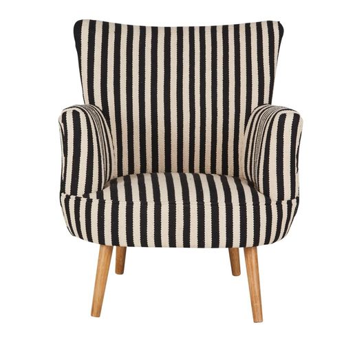 Fauteuil En Coton Motif À Rayures Noir Et Blanc