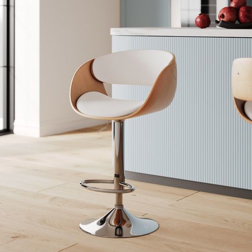 Chaise De Bar Réglable En Cuir Synthétique Blanc 62,5/83,5 Cm
