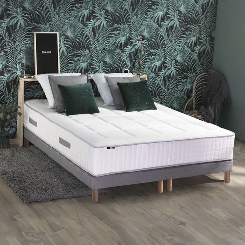 Ensemble matelas ressort 7 zones + 2 sommiers gris chine 180x200