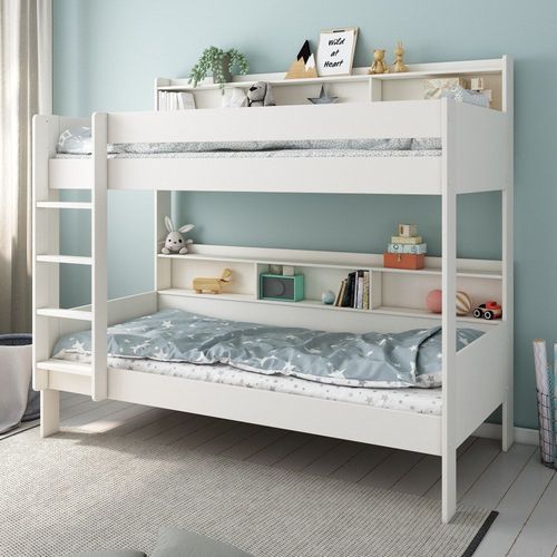 Lit Superposé Avec Rangements Pin Massif Blanc 90x200