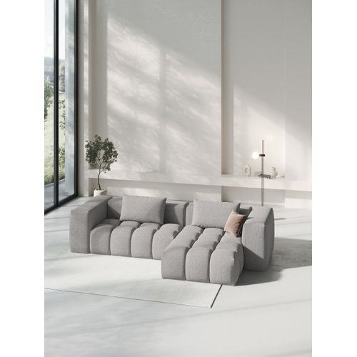 Canapé D'angle Droit Modulable 3 Places Tissu Structurel Beige Foncé