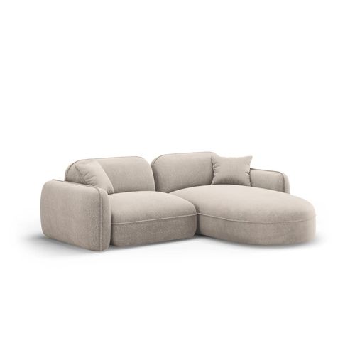 Canapé D'angle Droit Modulable 3 Places En Velours Beige Foncé