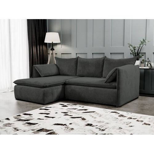 Canapé D'angle Velours 4 Places Gris Anthracite